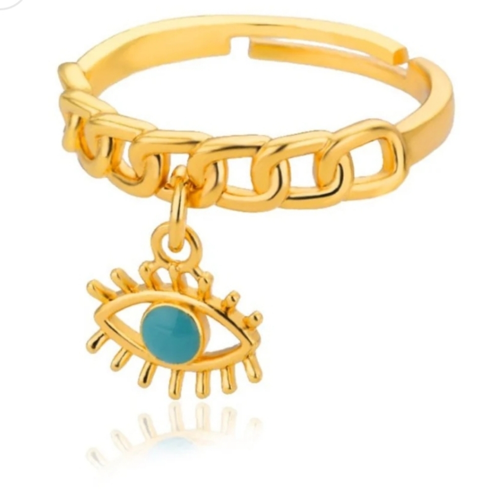 NEW EVIL EYE CHARM ADJUSTABLE RING
